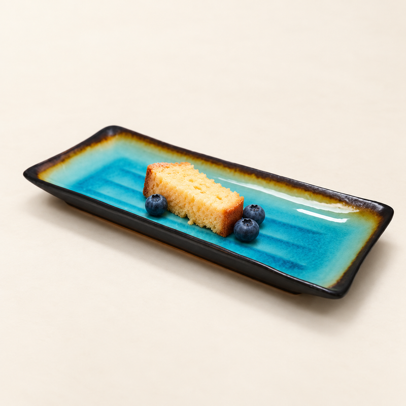 11½ × 5 in Turquoise Porcelain Plate — AS211-TQ