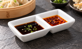 YG-327SW white melamine serving with sauces or savory accompaniments