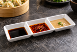 YG-337SW white melamine serving with sauces or savory accompaniments