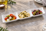 YG-7314SW white melamine serving with sauces or savory accompaniments