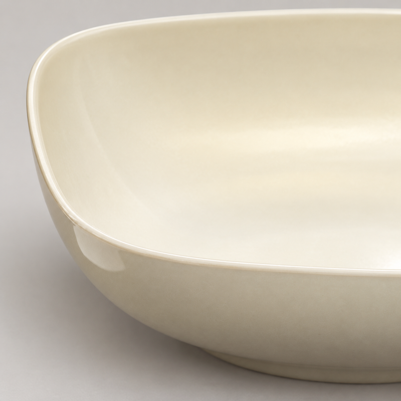 Detail of the rounded corner and pale pearl surface of the PS3111V bowl