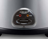 Cuchen CJE-B2801 original-photo detail of the Cook/Warm lever and indicator lights; faithful pixel crop of the existing product photograph