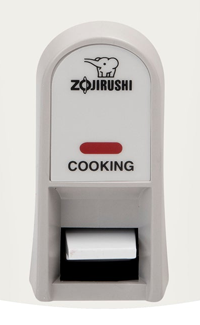 Zojirushi NHS-06WB single Cooking indicator and switch, exact detail crop