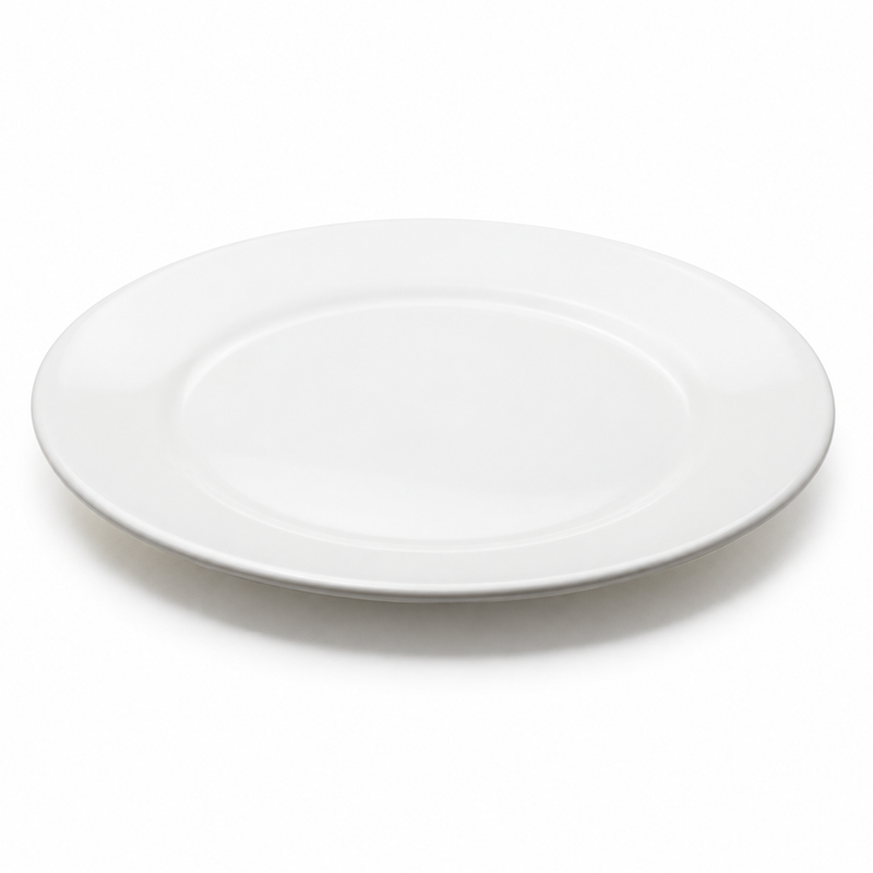 9″ White Porcelain Round Dinner Plate