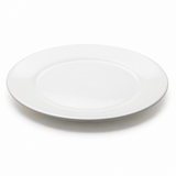 Round Plate 9"D, White. Angled product view.