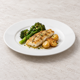 Round Plate 9"D, White. Serving suggestion.