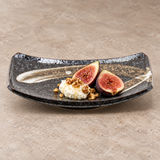 S27-AA: 7.25" x 4.75" Rectangular Ceramic Plate, Black, Brown. food-service context
