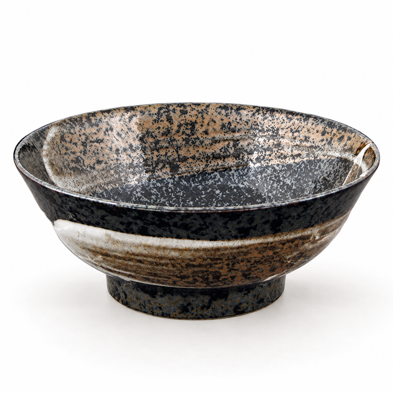 8¼ in Charcoal & Brown Ceramic Noodle Bowl, 44 oz — S58-AA