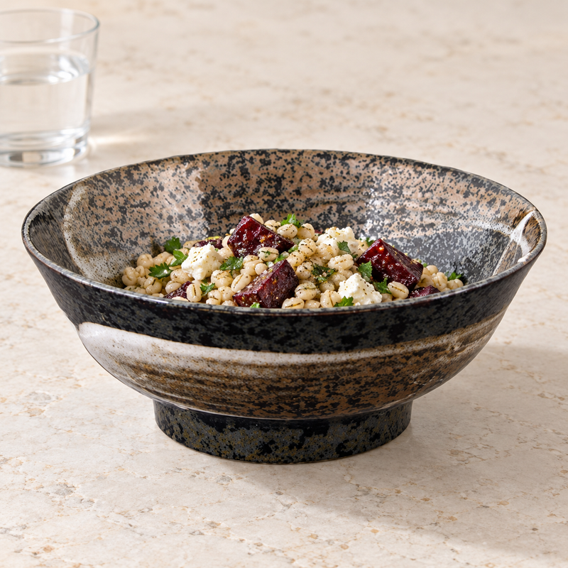 8¼ in Charcoal & Brown Ceramic Noodle Bowl, 44 oz — S58-AA