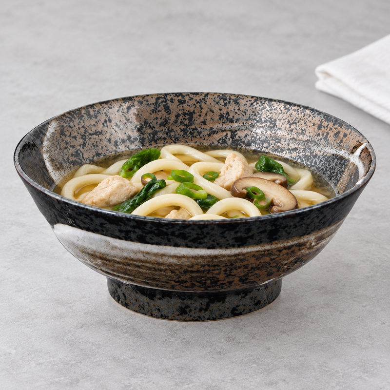 8¼ in Charcoal & Brown Ceramic Noodle Bowl, 44 oz — S58-AA