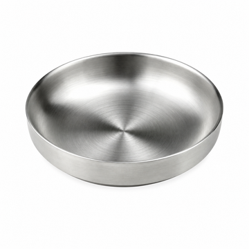 Satin Stainless Steel Shallow Round Bowl (Double Vacuum), 5-1/2"d (14cm), Elevated interior