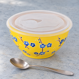 5″ Ceramic Bowl with Lid — 18 oz, Closed-lid bowl in context; lid remains in place