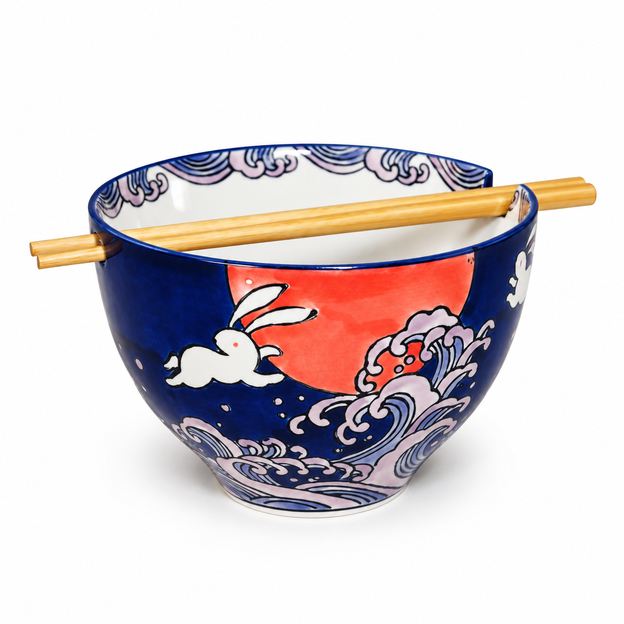 Ceramic Bowl 24 oz (SF56-NRB), Angled bowl with chopsticks