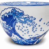 Ceramic Bowl 24 oz (SF56-WV), Blue wave, droplets and boat artwork detail