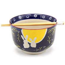 Rabbit and moon bowl with chopsticks