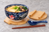 Bowl set serving udon with one unwrapped chopstick pair