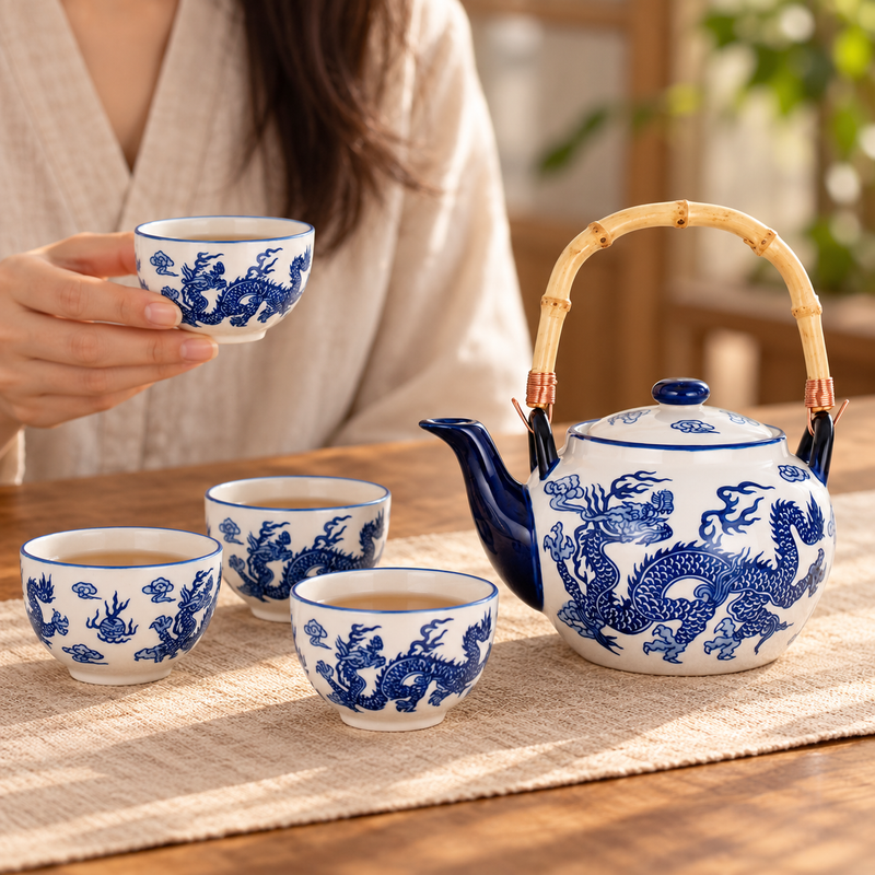 SFT5-5092 tea set with one cup held during service