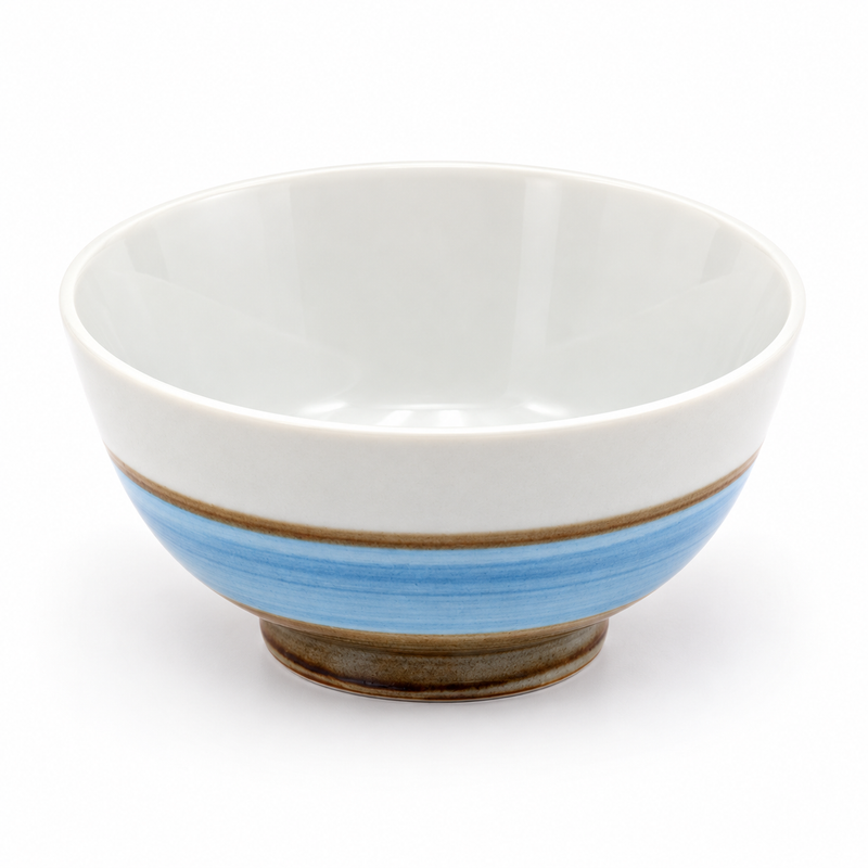 White, Sky Blue & Brown Rice Bowl — 10 fl. oz.