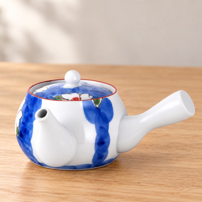14 oz Blue Blossom Side-Handle Teapot with Infuser