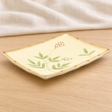 Botanical rectangular plate in a natural tabletop setting