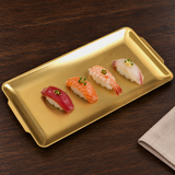 SSG-JQ-REP-12 gold stainless steel tray with four nigiri