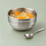 Satin Stainless Steel Dessert Bowl (Vacuum), 4.15"D*2"H, Styled view