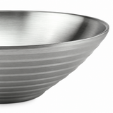 Satin Stainless Steel V-shaped Threaded Salad Bowl, 10-1/4"D, Detail view