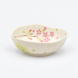 Japanese Spring Blossom Irregular Shape Ceramic Medium Bowl 4.25"D, Product view
