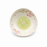 Japanese Spring Blossom Irregular Shape Ceramic Medium Bowl 4.25"D, Interior view
