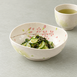 Japanese Spring Blossom Irregular Shape Ceramic Medium Bowl 4.25"D, Serving example