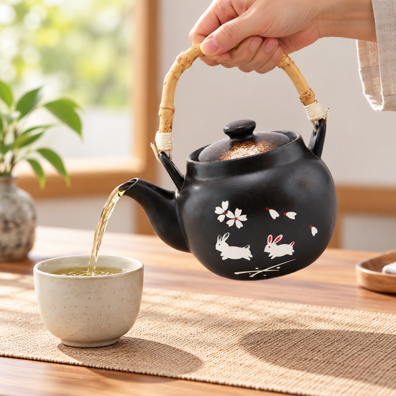 TP45 teapot pouring tea into a separate cup