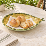 10⅜″ Bamboo-Pattern Melamine Drop-Shaped Tempura Plate — bread serving example