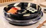 HP-63 Gold Brush party tray and lid — sushi serving example