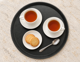 TRH-14K round tray with two tea cups and a small biscuit dish