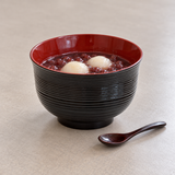 Lacquer Miso Soup Bowl , Black/Red, Styled view