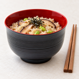 Lacquer Miso Soup Bowl , Red, Styled view
