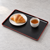 Lacquer Rectangular Tray 15.5"x11.25", Black. Serving suggestion.