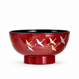 Lacquer Bowl 12 oz (Y56-RT), Red crane bowl product view