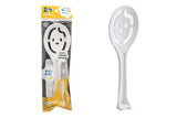 Manufacturer view of the white standing rice paddle and current packaging