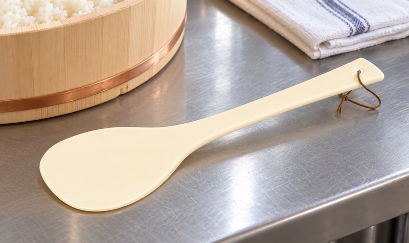 YE-109 rice spatula on a restaurant preparation counter