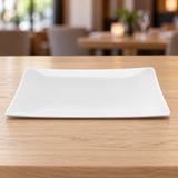 YG-5610SW white rectangular melamine plate on a dining table