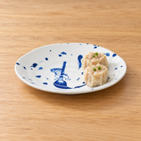 YG265-CT10 blue-and-white cat dish with two small dumplings