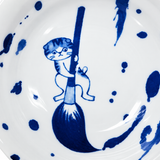 Ceramic Bowl — 8 fl. oz., Cat and paintbrush artwork detail