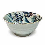 6″ Ceramic Bowl — 20 fl. oz., Angled koi-wave bowl product view