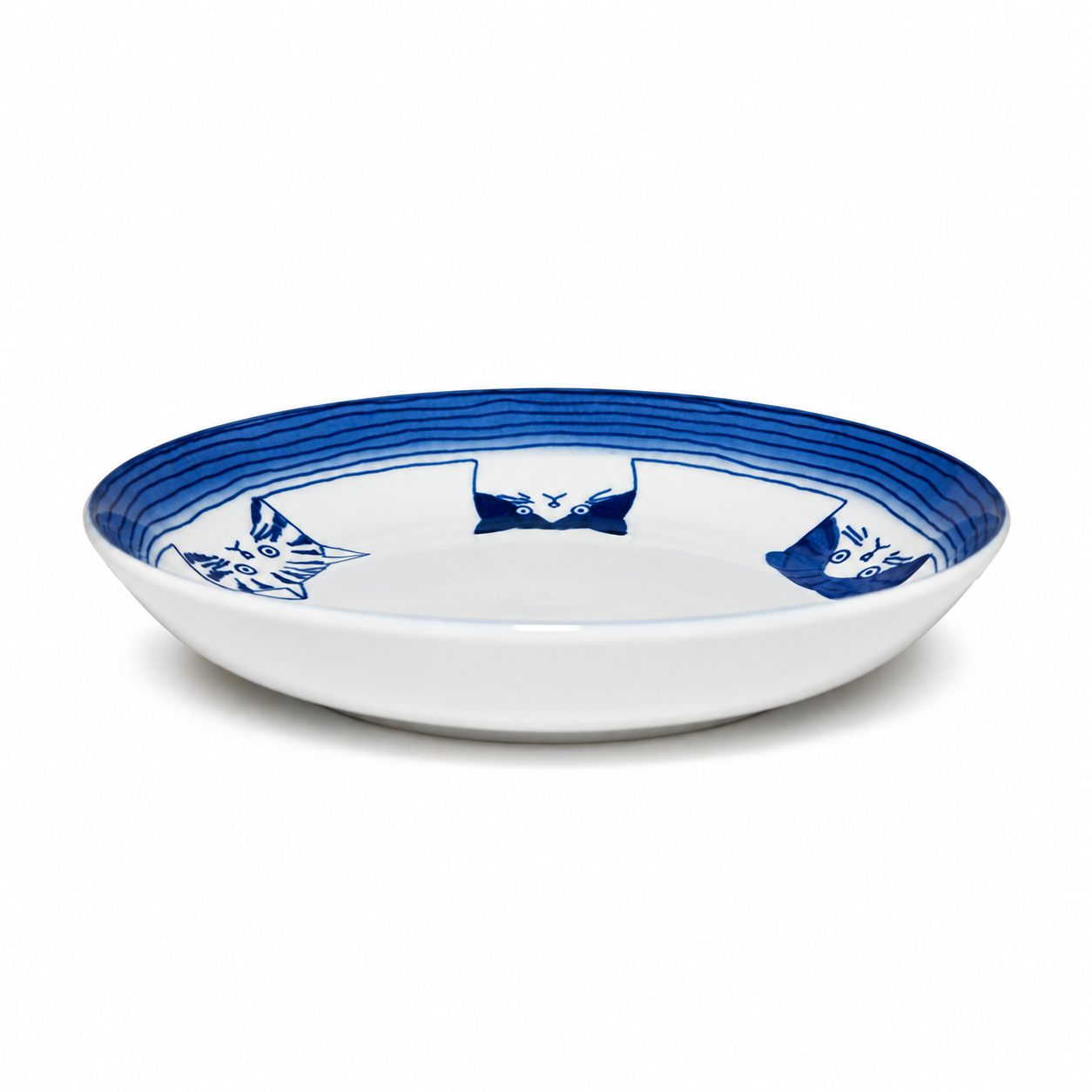 Ceramic Shallow Bowl — 18 fl. oz., Low-angle cat bowl product view