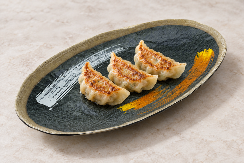 YG-5995BP Brush Painting melamine oval plate with three dumplings.