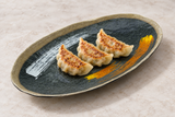 YG-5995BP Brush Painting melamine oval plate with three dumplings.