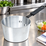 10 Qt Aluminum Sauce Pan with Bakelite Handle on a restaurant preparation counter