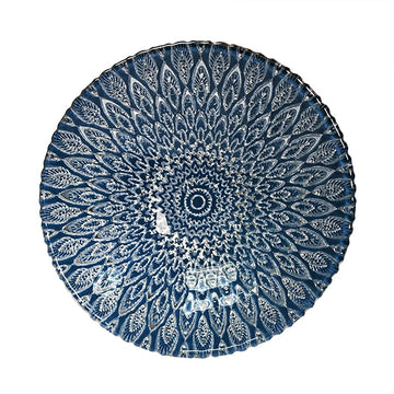 Glass Bowl — 15 fl. oz., Blue, Silver