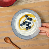 Glass Bowl — 16 fl. oz., Dark Blue, Silver